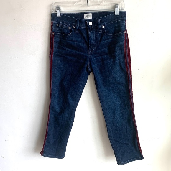 J. Crew Vintage Straight Jeans Velvet Tuxedo Striped High Waist Denim Sz 26P - Picture 2 of 13